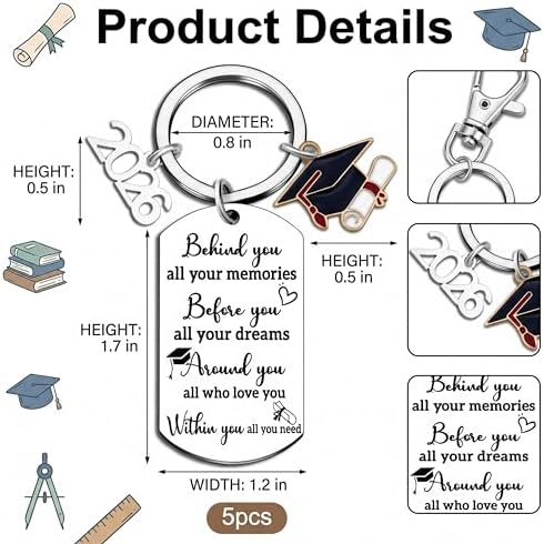 2026 Keychain - Personalized Stainless Steel Graduation Gift for Graduates with Charm of 2026- Graduation Commemorative Souvenir (1) - Image 7