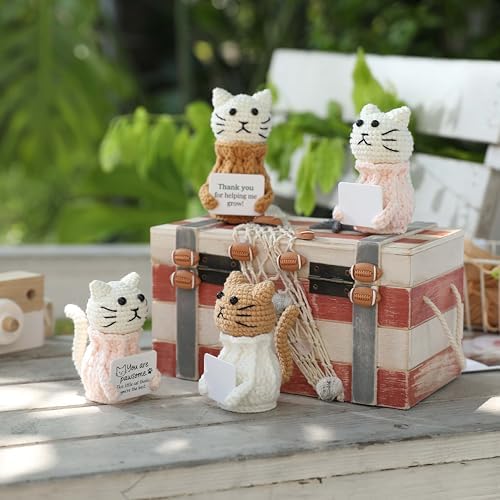 Positive Crochet Animals Cat – “You are Pawsome” Valentines Day Gifts for Him Her Boyfriend Girlfriend Women Teens, Emotional Support & Cheer Up Present, Teacher Appreciation, Birthday Gift - Image 6