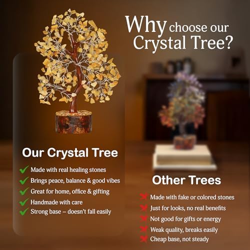 YATSKIA Yellow Aventurine Crystal Tree | Natural Crystal Money Tree | Crystals and Stones | Housewarming Gifts New Home | Birthday Gifts for Women | 10 Inch 300 Beads - Image 6