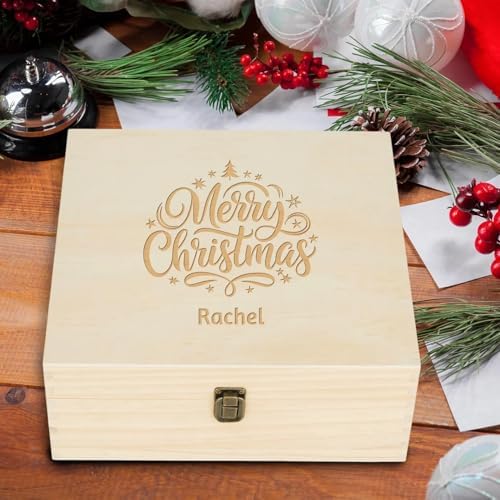 Personalized Christmas Eve Box Custom Engraved Wooden Memory Box – Rustic Christmas Gift, Traditional Santa Xmas Gift Box for Kids, Family & Friends – Holiday Keepsake Memento Box Gifts for Him Her - Image 6