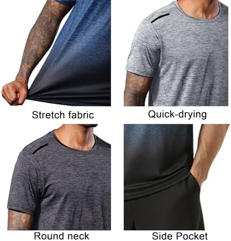 BUYJYA 3 Pack Men's Gym Shorts Shirt Set Workout Athletic Basketball Running Football Elastic Waist with Pocket Gifts - Image 6