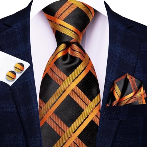 Hi-Tie Lot 5 Pcs Gift Box Mens Tie Set Necktie with Pocket Square Cufflinks Silk Neck Tie Collection - Image 6