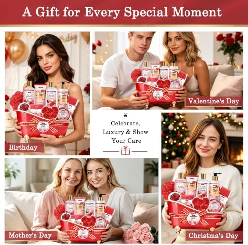 Gifts for Women,15pcs Rose & Cherry Blossom Spa Gift Basket for Women - Image 7