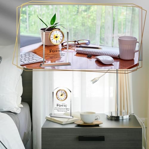 Landical Retirement Clock Gifts for Men Women Happy Desk Acrylic Clock - Image 6
