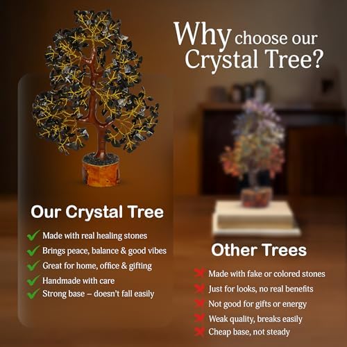 YATSKIA Black Tourmaline Crystal Tree | Healing Crystal Tree | Home Decor | Home Office Decor | Bookshelf Decor | Birthday Gifts for Women | 10 Inch 300 Beads - Image 6