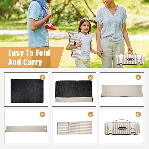 G GOOD GAIN Waterproof Picnic Blankets Outdoor Machine Wash, Sand Yellow - Image 6