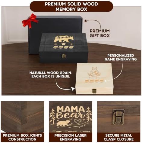 Personalized Mama Bear Memory Box, Engraved Gift for Mom or Grandma - Image 6