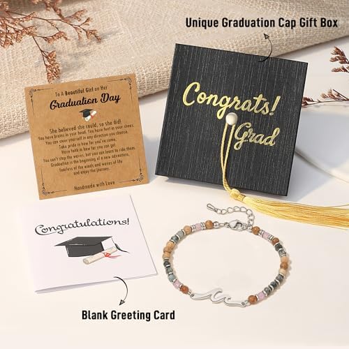 TONY & SANDY Graduation Gift for Her 2026, Graduation Decorations Cross Bracelets for Women Girls Middle High School College Graduates, With Graduation Cap Box Meaningful Cards - Image 6