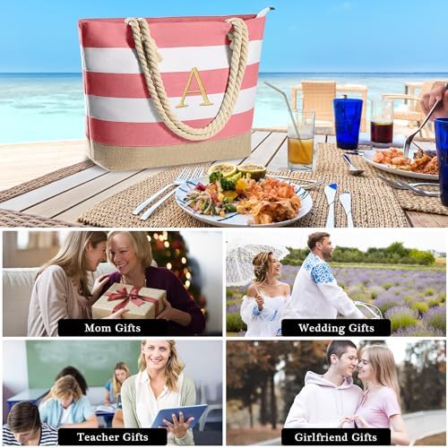 YOOLIFE Beach Bags for Women - Travel Canvas Beach Tote, Pool Waterproof Bag, Travel Essentials, Gifts for Women Birthday - Image 6