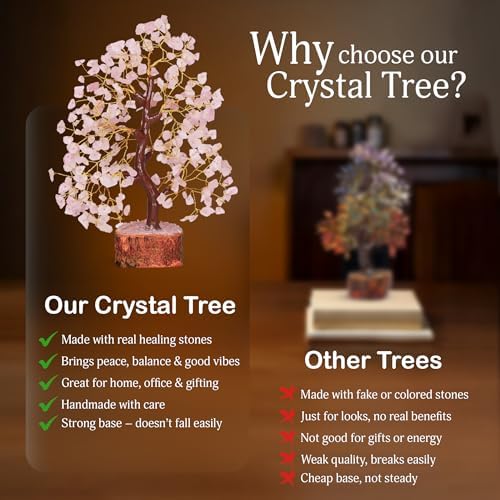 YATSKIA Rose Quartz Tree | Crystal Tree Gifts for Women | Gemstone Decor | Crystals and Gemstones | Pink Home Decor | Birthday Gifts for Women | 10 Inch 300 Beads - Image 6