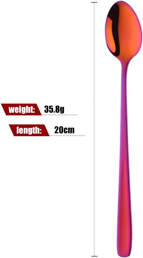 Buyer Star Long Handle Iced Tea Spoons, 8 inch 18/10 Heavy Duty Coffee Spoon Sets for Mixing, Cocktail Stirring, Tea, Coffee, Milkshake, Cold Drink
