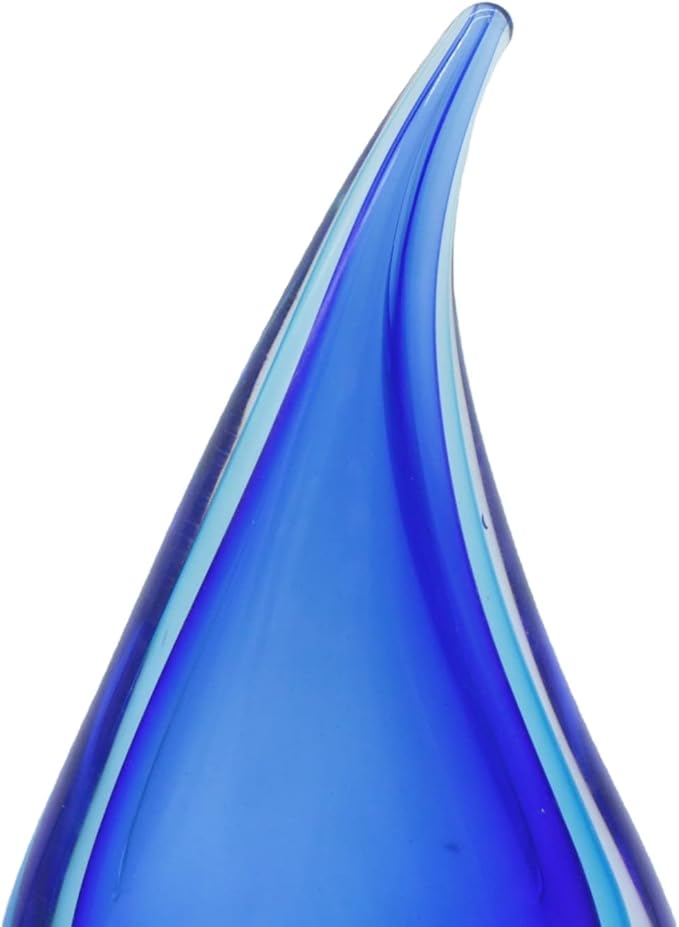Yao Yuan Hand-Blown Glass Sculpture Glass Decor Murano-Style Glass Statue and Figurine Wonderful Gift, Blue Hollow
