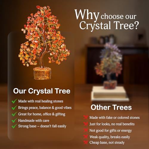 YATSKIA Carnelian Crystal Tree | Natural Crystal Desk Decor for Women | Crystals and Stones | Money Tree Decor | Birthday Gifts for Women | 10 Inch 300 Beads - Image 6