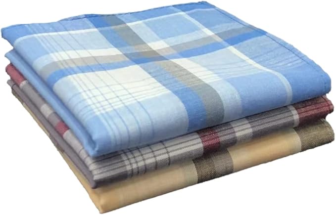 Men's Handkerchiefs 100% Cotton Handkerchief with Check