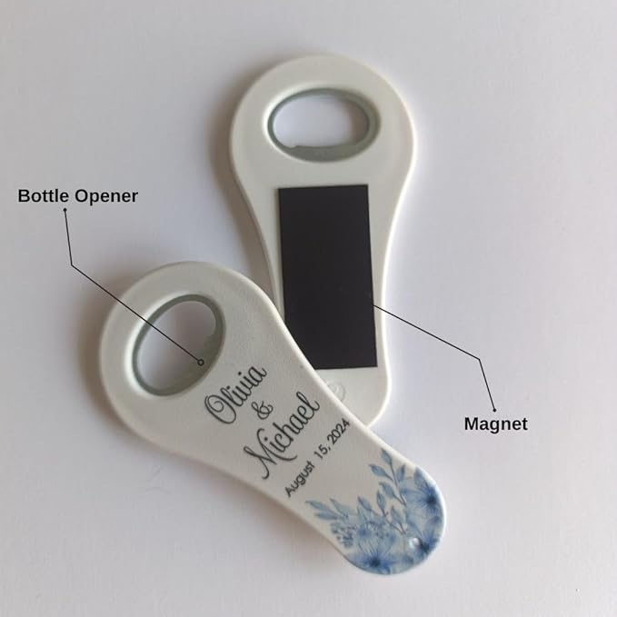 20 PCS Personalized Wedding Favors Bottle Openers - Custom Wedding Gifts for Guests with Thank You Cards, Memorable Thank You Gift for Celebrating Your Special Day (Tennis Racket)