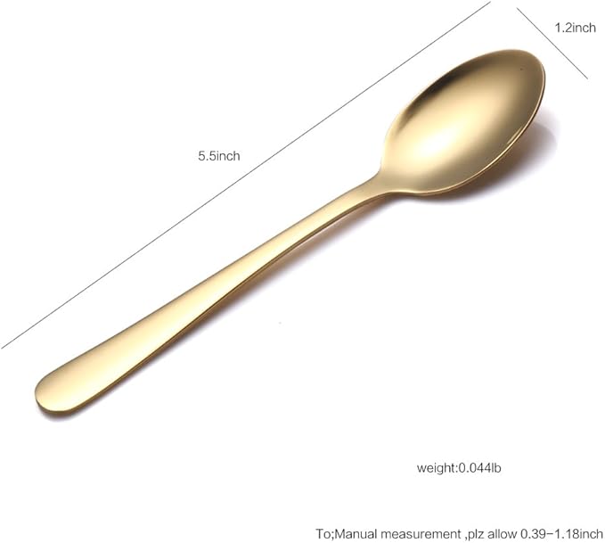Buyer Star 12 Pieces Gold Teaspoons 5.5-Inch Mini Coffee Spoons Stainless Steel Sugar Demitasse Espresso Spoons