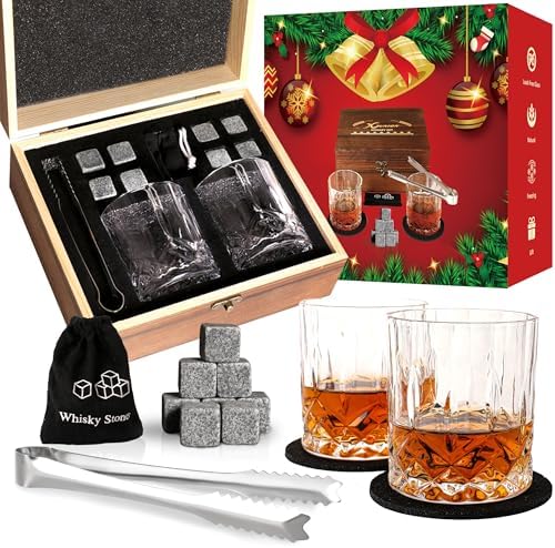 Xgunion Whiskey Stones Gift Set 2 Glasses 8 Granite Rocks with Tongs - Image 6