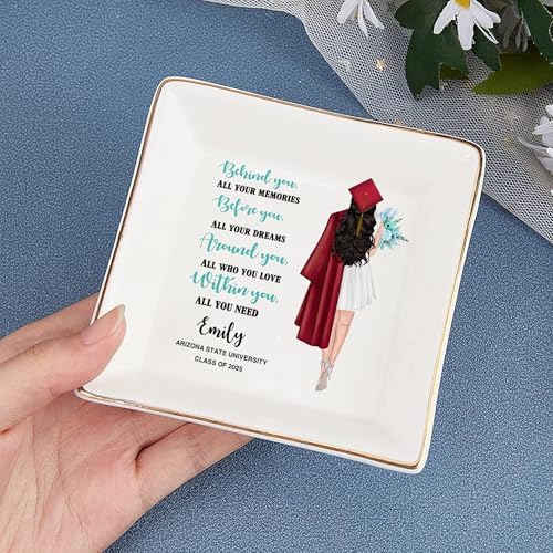 Personalized Jewelry dish graduation gifts for her 2025, A Sweet Ending to a New Beginning, Gifts for Best Friend 03 - Image 4