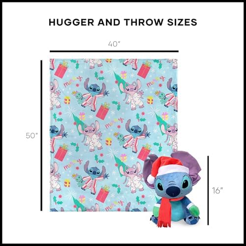 Northwest Character Hugger Pillow & Silk Touch Throw Blanket Set, 40" x 50", Lilo & Stitch Holiday Jammies - Image 6