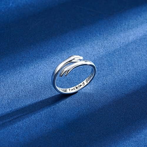 Yesteel S925 Sterling Silver Hug Ring for Women Teen Girls, Adjustable Ring Jewelry Mothers Day Birthday Gifts for Daughters Mom Sister Wife Friends Grandma - Image 6