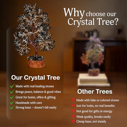 YATSKIA Black Tourmaline Crystal Tree | Gemstone Tree of Life | Shelf Decor | Bonsai Tree Decor | Tree of Life Decor | Birthday Gifts for Women | 10 Inch 300 Beads - Image 6