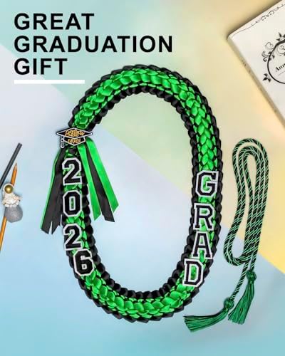 ALKB 2026 Graduation Lei Set - Two-Tone Braided Ribbon with Honor Cord, Unisex Graduation Gift for Graduates, Polyester - Image 6