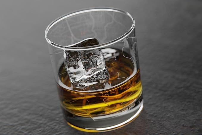 Well Told Engraved San Antonio Texas Map Rocks Glass, Old Fashioned Whiskey Glass (11 oz, Clear) Etched Whiskey Glass, Gifts For Whiskey Lovers