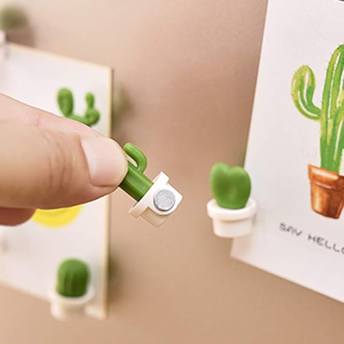 Refrigerator Magnet Kitchen Magnet Office Magnet whiteboard and Dry Cleaning Board, Lovely and Colorful Potted Design 12 Sets Cactus2