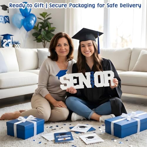 Senior 2027 Table Centerpiece Sign - Class of 2027 Graduation Table Decor - 15" Large Wooden Letter Sign for Party Decor, Photoshoot Props, High School & College Graduation Supplies (Blue) - Image 7