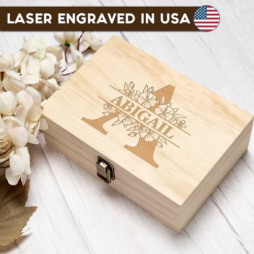 Personalized Floral Monogram Box, Engraved Bridesmaid & Maid of Honor Gift - Image 6