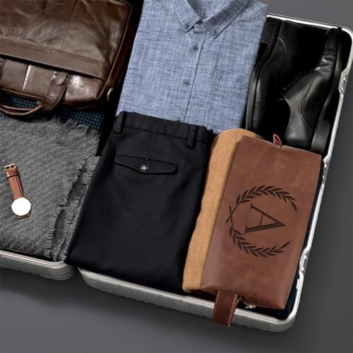 Personalized PU Leather Travel Toiletry Bag for Men Engraved Initial - Image 7
