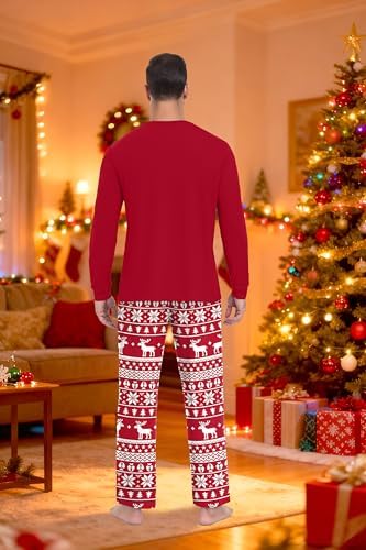 PrinStory Men's Pajama Sets Loungewear Sleepwear Pjs Lightweight Long Sleeve Shirts & Bottoms Soft Comfy Sleep Sets S-2XL - Image 6
