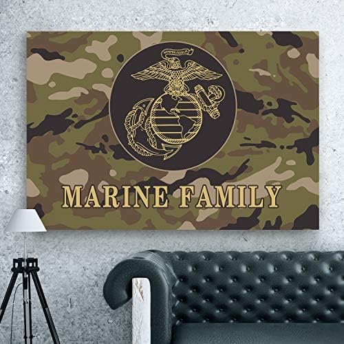 Renditions Gallery Nature Military Wall Art Home Paintings & Prints Artwork Fierce American Marine Crest Modern Patriotic Modern Decorations for Bedroom Office Kitchen - 30"x40" LT25