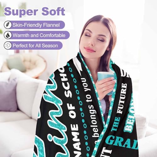 High School Graduation Customized Flannel Picture Blanket Junior H Blanket 2024 Graduation Blanket Custom Blankets Graduation Gifts for Her, Customizable Blanket 54x70inch - Image 7