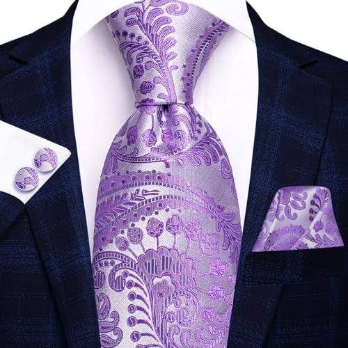 Hi-Tie Lot 5 Pcs Gift Box Mens Tie Set Necktie with Pocket Square Cufflinks Silk Neck Tie Collection - Image 6