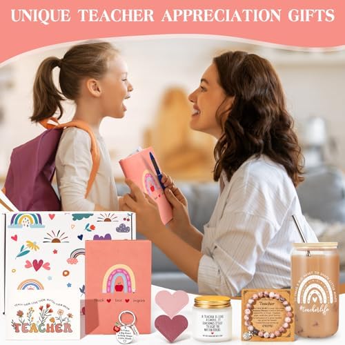 Teacher Appreciation Gifts for Women, Thank You Gifts for Teachers from Students – Teachers Day, End of Year, Graduation, Retirement, Birthday Gift Basket with 16oz Drinking Cup, Journal(Orange Pink) - Image 7
