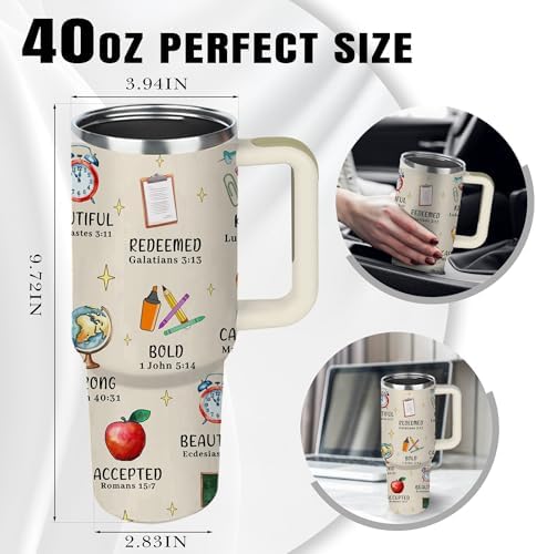Christian Teacher Gift, 40oz God Says I Am Teacher Tumbler With Handle, Christian Gifts for Women, Inspirational Religious Birthday Gifts for Teachers Bible Verse Cup, Teachers Appreciation Gifts - Image 7