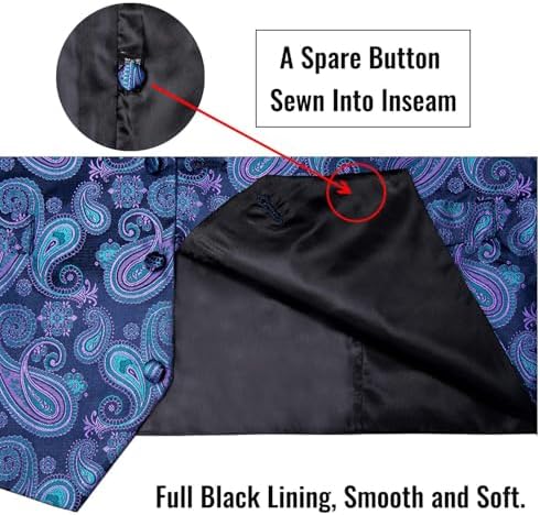 DiBanGu Mens Vest and Tie Set Formal Paisley Waistcoat and Necktie Pocket Square Cufflinks Silk Suit Vest for Tuxedo Wedding - Image 5