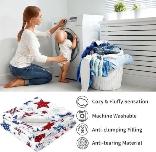 Patriotic Baby Blanket - 4th of July Throw Blanket with American Flag Stars & Stripes, Ultra Soft Memorial Day Blanket for Crib & Stroller, Red White Blue Independence Day Blankets Decor 30x40 Inches - Image 7