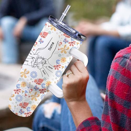 Personalized Mothers Day Birthday Gifts For Mom Grandma, Personalized 40 Oz Tumbler With Handle And Straw, Custom Mom Coffee Tumbler with Kids Names, Mom Gifts From Daughter Son, Grandma Gifts - Image 6