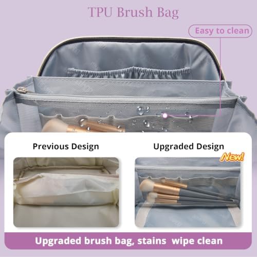 BOYATU Travel Makeup Bag Organizer: 3 Pcs Cosmetic Bag Set for Women Purple - Image 7