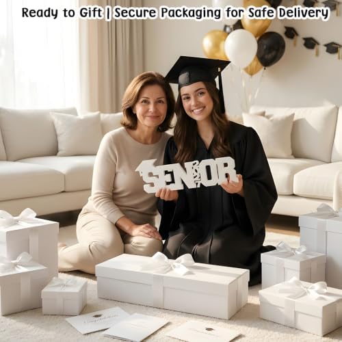 Senior 2027 Table Centerpiece Sign - Class of 2027 Graduation Table Decor - 15" Large Wooden Letter Sign for Party Decor, Photoshoot Props, High School & College Graduation Supplies (White) - Image 7