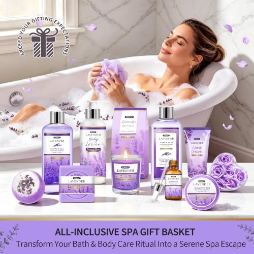 Gift for Women, Spa Gift Baskets for Women,15Pcs Lavender Bath and Body Set - Image 7