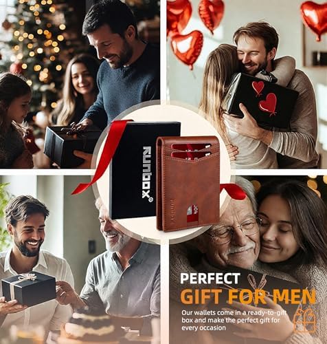 RUNBOX Wallet for Men -Slim Rfid Leather Mens Bifold Novelty Wallets 2 ID Window With Gift Box Men's Accessories - Image 7