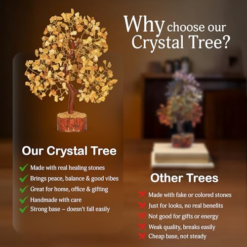 YATSKIA Yellow Aventurine Crystal Tree | Positive Energy Crystals Gem Tree | Crystals and Stones | Coffee Table Decor | Birthday Gifts for Women | 10 Inch 300 Beads - Image 6