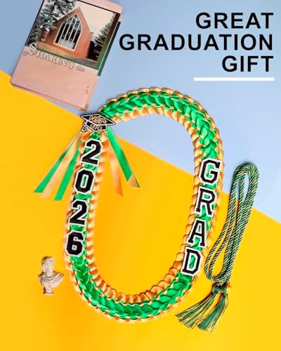 ALKB 2026 Graduation Lei Set - Two-Tone Braided Ribbon with Honor Cord, Unisex Graduation Gift for Graduates, Polyester - Image 6