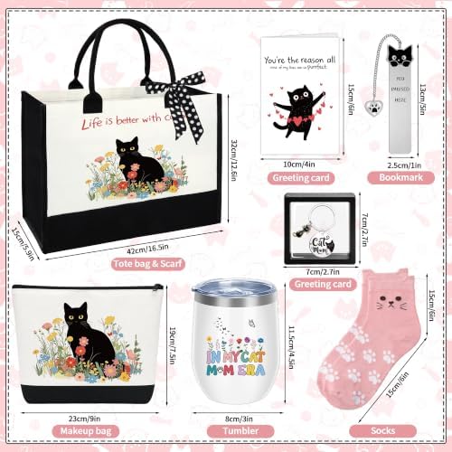 Cat Mom Gifts – Cat Lover Gifts for Women, Tumbler, Tote Bag, Makeup Bag, Socks, Keychain, Bookmark, Greeting Card, Cats Themed Gifts - Image 7
