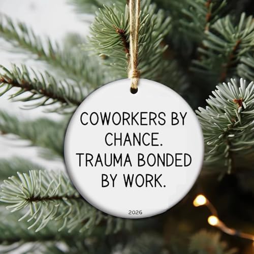 Coworkers By Chance Trauma Bonded By Work 2026 Ceramic Keepsake, Funny Office Friend Appreciation Gift, Inspirational Work Bestie Achievement Memorial - Image 3