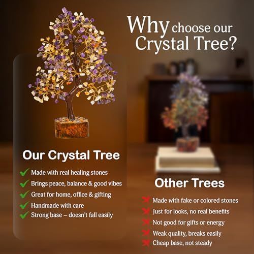 YATSKIA Amethyst Citrine Money Tree, Gem Tree, Crystal Gifts | Crystal Tree of Life Decor | Boho Home Decor | Birthday Gifts for Women | 10 Inch 300 Beads - Image 6