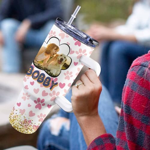Personalized Dog Mom Tumbler with Handle and Straw, 40oz Stainless Steel Thermal Insulated Coffee Mug, Dog Mom Gifts for Women, Dog Mom Coffee Cup, Pet Owner Gift, Mothers Day Gifts for Mom - Image 5